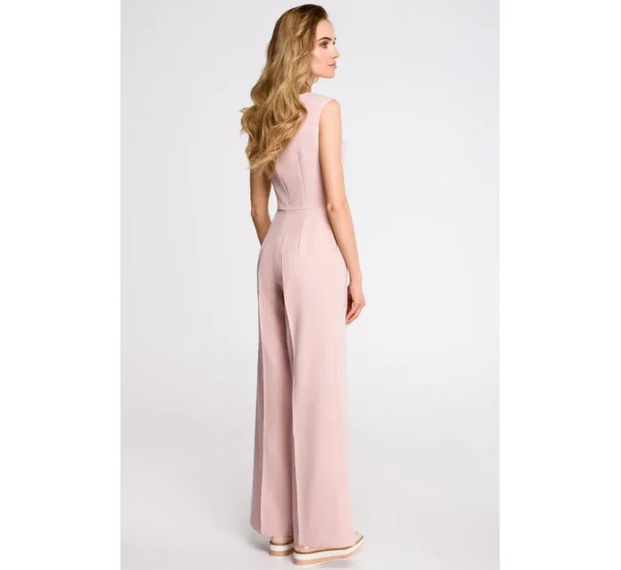 S115 Overal se širokými nohavicemi - pudrový