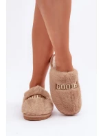 Dámské Pantofle S Kožešinou A Nápisem Hnědé Kalelia
