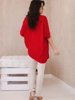 Oversized halenka s přívěskem červený