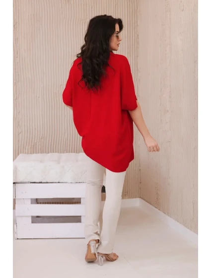 Oversized halenka s přívěskem červený Oversized halenka s přívěskem červený