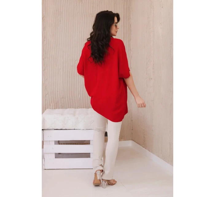 Oversized halenka s přívěskem červený Oversized halenka s přívěskem červený