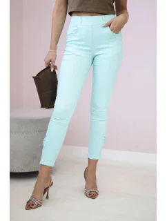 Barevné džínové kalhoty s mátovou mašlí