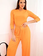 Dámská souprava z viskózy s topem a širokými kalhotami oranžový