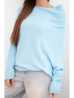Dámský asymetrický model 21949302 svetr z viskózy modrý - K-Fashion Dámský asymetrický model 21949302 svetr z viskózy modrý - K-Fashion