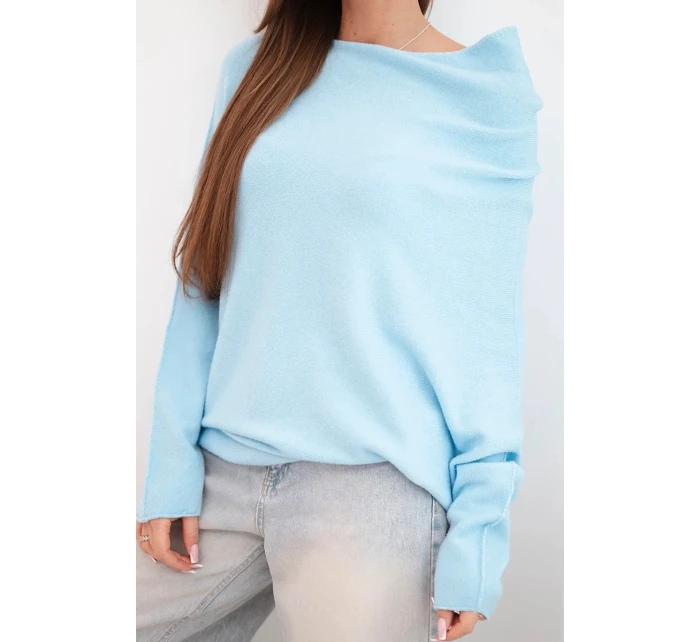 Dámský asymetrický model 21949302 svetr z viskózy modrý - K-Fashion Dámský asymetrický model 21949302 svetr z viskózy modrý - K-Fashion