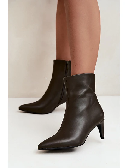 Dámské kotníkové boty na podpatku ekologická kůže tmavě zelené Celisse
