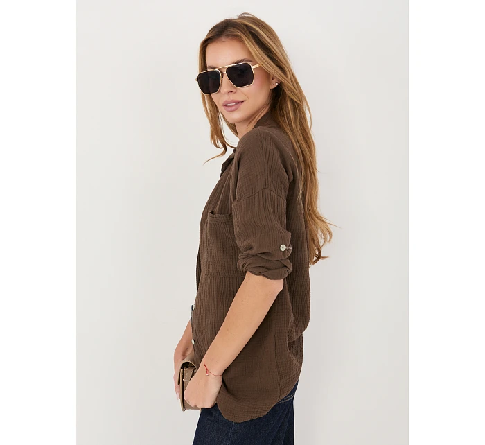 Koszula MI KS model 22102532 ciemny brązowy - FPrice Koszula MI KS model 22102532 ciemny brązowy - FPrice