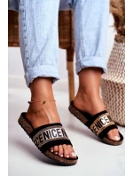 Nazouváky Na Korkové Podrážce Se Zirkony Černé-Zlaté Be Nice Nazouváky Na Korkové Podrážce Se Zirkony Černé-Zlaté Be Nice