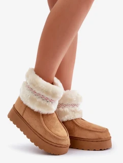 Dámské sněhule na platformě s kožíškem a vzorem Camel Deepanti