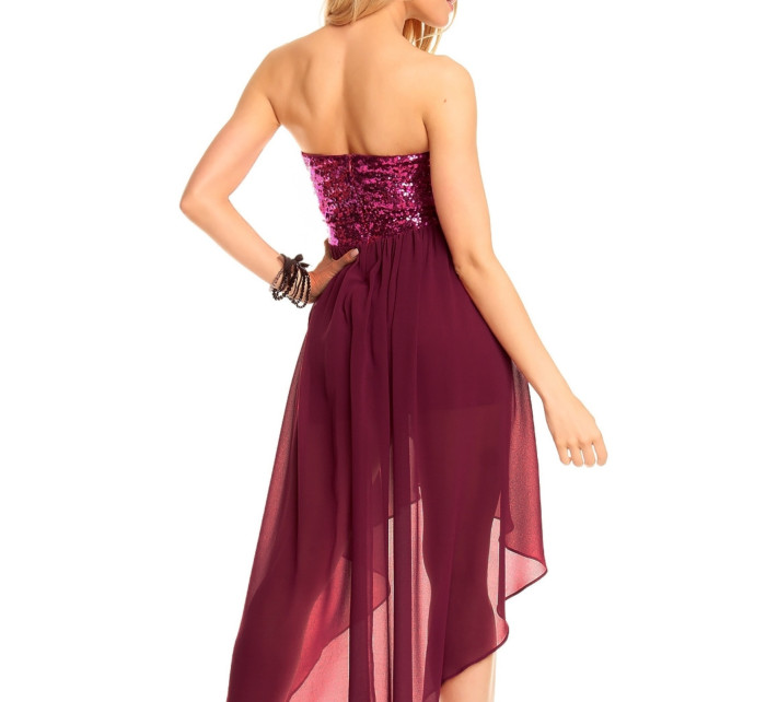 Dámské společenské šaty korzetové MAYAADI s asymetrickou sukní fialové - Fialová - MAYAADI