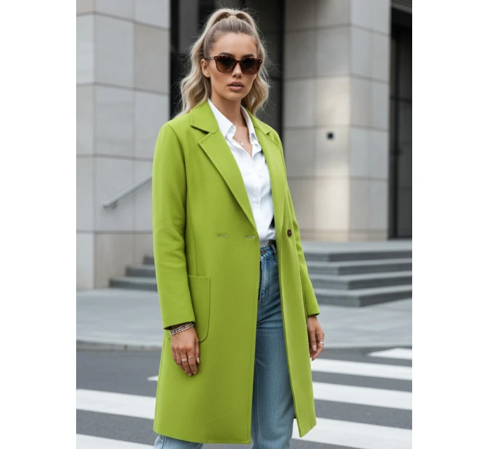 Dámský oversize kabát dlouhý limetkově zelený Dstreet model 21981926 - FashionStreet