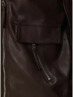 Dámská kožená krátká bunda ramon hnědá FashionStreet TY5628