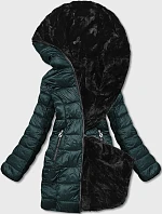 Dámská oboustranná bunda s kožešinou zelená (b8053-10)