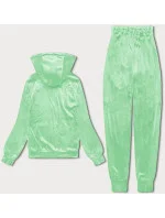 Světle zelená dámská velurová souprava s rozepínací mikinou model 20091622 - J.STYLE