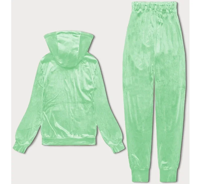 Světle zelená dámská velurová souprava s rozepínací mikinou model 20091622 - J.STYLE