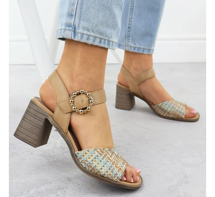 Dámské pletené béžové sandály na jehlovém podpatku M.Daszynski MR24125-4