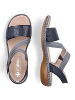 Dámské kožené sandály na suchý zip tmavě modré Rieker 65964-12