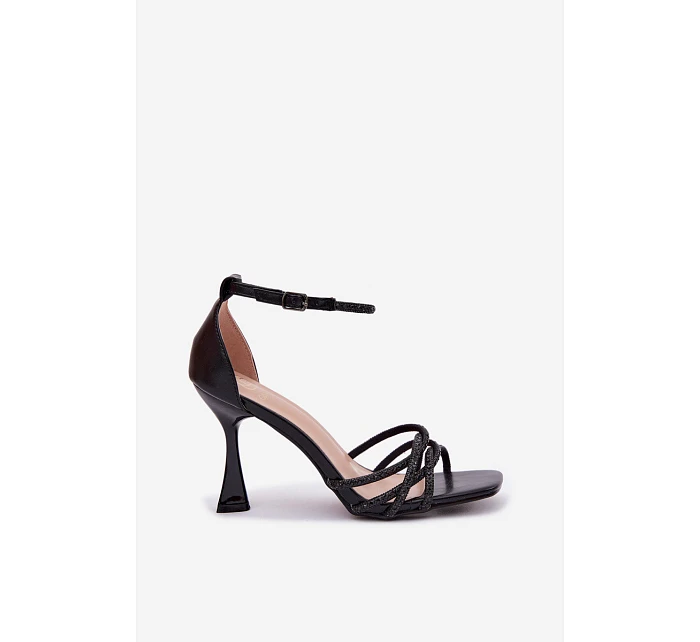 Dámské sandály na podpatku se třpytkami Černé Redira