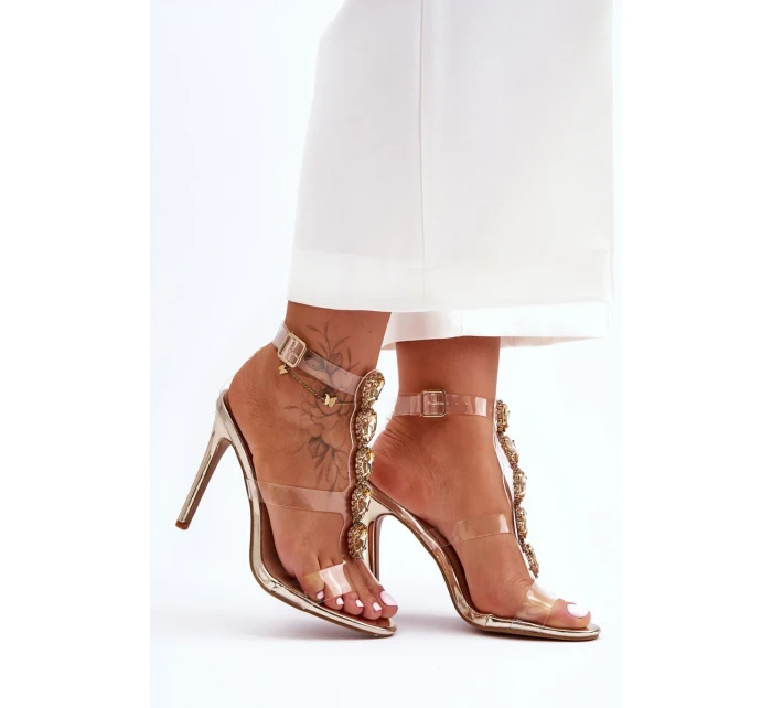 Vysoké Sandály Přezky D&A Zlaté Vysoké Sandály Přezky D&A Zlaté