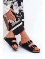 Dámské semišové pantofle s přezkami Big Star – černé Dámské semišové pantofle s přezkami Big Star – černé