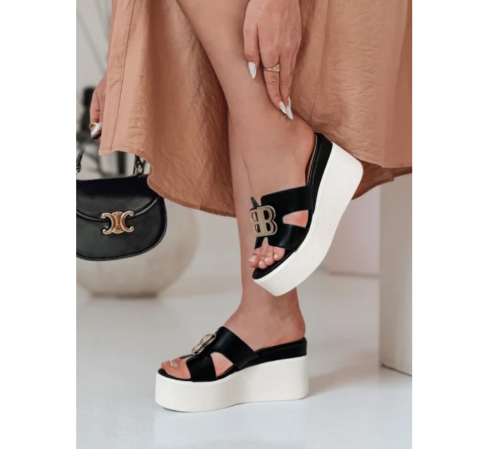 PLATSIMA dámské žabky na platformě černé FashionStreet ZY0757