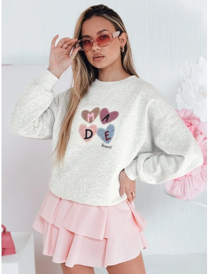 Dámská nadměrná mikina se srdíčky MADELIN šedá FashionStreet BY1459 Dámská nadměrná mikina se srdíčky MADELIN šedá FashionStreet BY1459