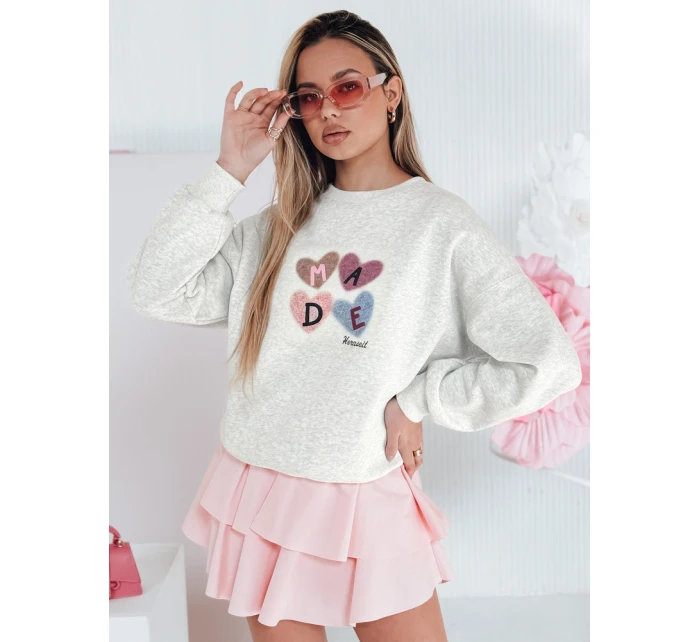 Dámská nadměrná mikina se srdíčky MADELIN šedá FashionStreet BY1459 Dámská nadměrná mikina se srdíčky MADELIN šedá FashionStreet BY1459