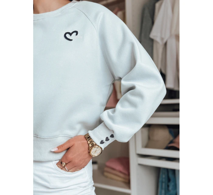 Dámská oversize mikina s vyšívanými srdíčky MONLOVE modrá FashionStreet BY1509