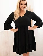 Dámské viskózové šaty Plus Size s ažurovou ozdobou černá