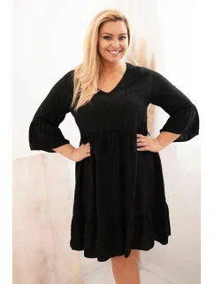 Dámské viskózové šaty Plus Size s ažurovou ozdobou černá
