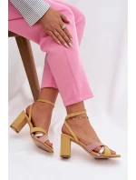 Dámské sandály na podpatku s pásky Eko semiš žluté model 21937474 - Boto