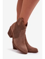 Dámské otevřené kotníkové boty na podpatku S.Barski HY61-8013 Hnědé Dámské otevřené kotníkové boty na podpatku S.Barski HY61-8013 Hnědé