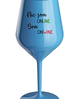 NIE SOM ONLINE SOM ONWINE - modrý nerozbitný pohár na víno 470 ml