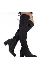 Dámské vysokě kozačky na podpatku D9227 Černá - YOLERA