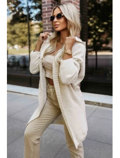 oversize svetr s kapucí a nášivkou béžový model 21382135 - numoco basic