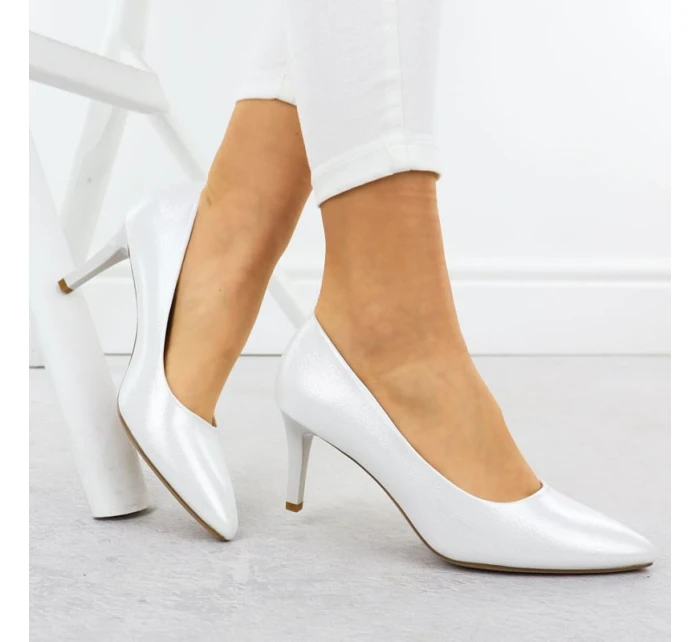 Dámské saténové stříbrné lodičky Sergio Leone 1336