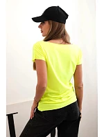 Dámská bavlněná basic blůza s krátkým rukávem neonově žlutý