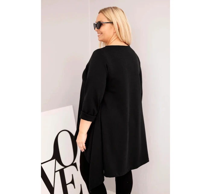 Dámská tunika Plus Size bavlněná s asymetrickým střihem černá Dámská tunika Plus Size bavlněná s asymetrickým střihem černá