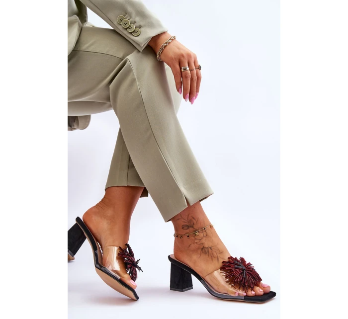 Módní pantofle na vysokém podpatku Černá model 21617785 - S.Barski Módní pantofle na vysokém podpatku Černá model 21617785 - S.Barski