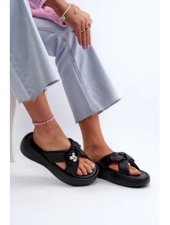 Dámské kožené sandály na platformě černé model 21658568 - Goe