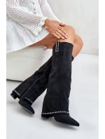 Dámské Kozačky S  Na Podpatku Černé model 21670811 - Boto