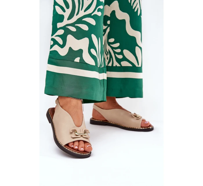 Sandály Na Ploché Podpatky S Dekorací Eko Kůže Béžové model 21685875 - Boto Sandály Na Ploché Podpatky S Dekorací Eko Kůže Béžové model 21685875 - Boto