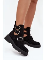 Dámské boty s pásky a stříbrnými sponami Černé Helisse Dámské boty s pásky a stříbrnými sponami Černé Helisse