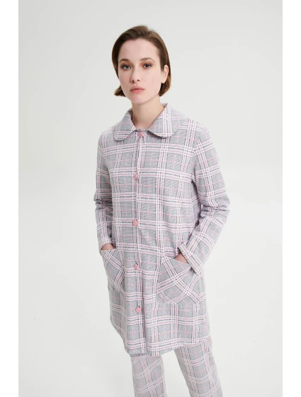 Vamp - Károvaný župan na knoflíky 19169 - Vamp Vamp - Károvaný župan na knoflíky 19169 - Vamp