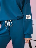 Komplet teplákové + kalhoty máslová látka námořní