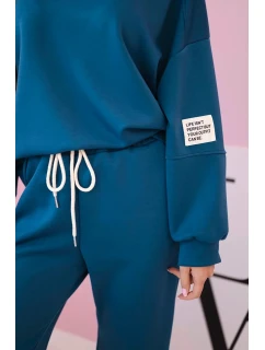 Komplet teplákové + kalhoty máslová látka  námořní