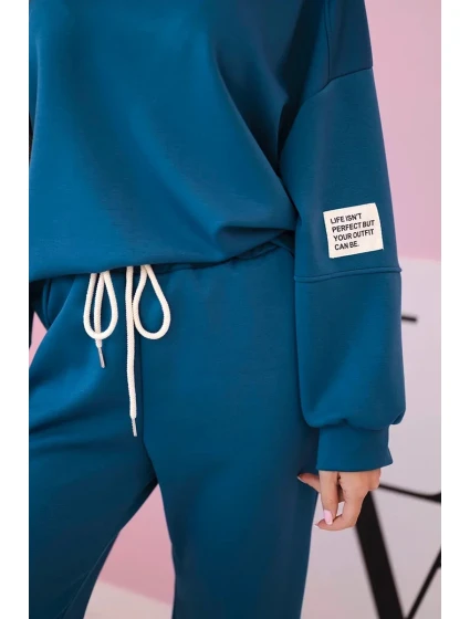 Komplet teplákové + kalhoty máslová látka  námořní