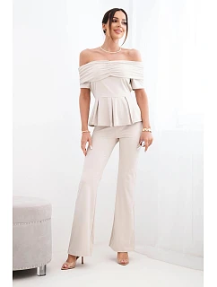 Dámský bavlněný komplet s krátkým rukávem a šortkami žlutý