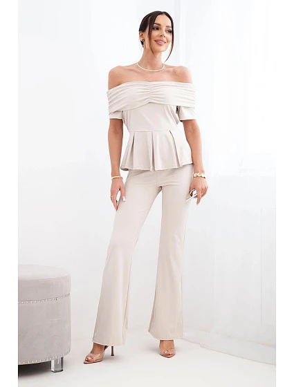 Dámský bavlněný komplet s krátkým rukávem a šortkami žlutý