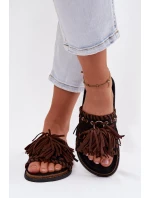 Dámské pantofle s třásněmi Černé model 21937740 - Boto